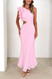 Heididress Frill One Shoulder Sleeveless Cut Out Maxi Dress