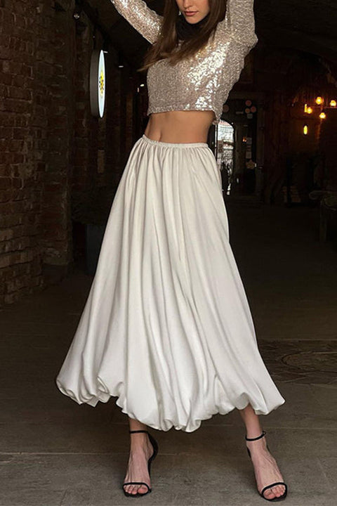 Heididress Funky Solid A-line Maxi Lantern Skirt