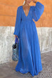 Deep V Neck Drawstring Waist Flowy Maxi Beach Cover-up Dress