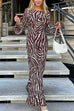 Heididress Boat Neck Bell Sleeves Animal Print Maxi Dress