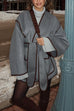 Heididress Open Front Pocketed Splice Coat with Belt