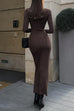 Heididress Mockneck Long Sleeves Bodycon Knit Maxi Dress