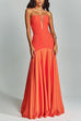 Heididress Mesh V Neck Strapless Splice Flare Maxi Party Dress