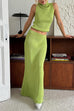 Heididress Cowl Neck Sweater Top and Elastic Waist Maxi Skirt Set