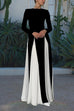 Heididress Long Sleeves Color Block Swing Maxi Dress