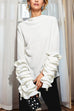 Ruffle Layered Long Sleeves Solid Top