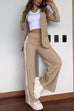 Heididress Color Block Open Front Blazer Elastic Waist Slit Wide Leg Pants Set