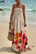 Heididress Bow Shoulder Smocked Floral Print Cami Maxi Vacation Dress