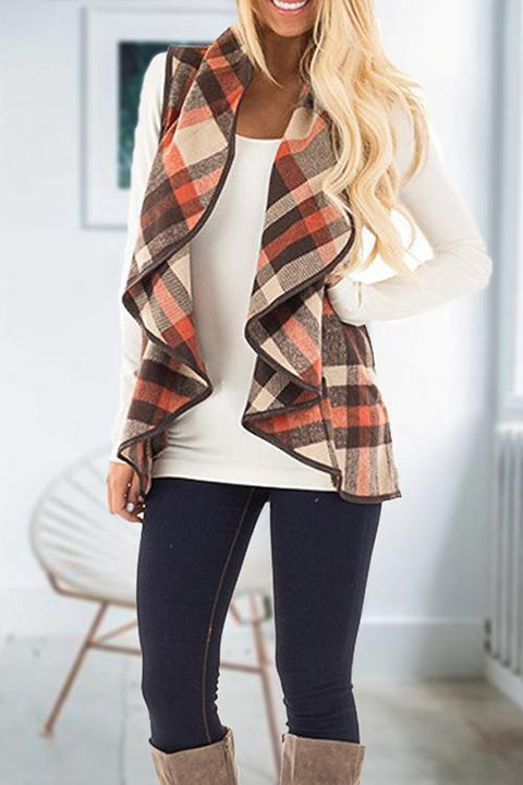 Heididress Pockets Plaid Jacket Vest