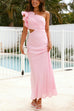 Heididress Frill One Shoulder Cut Out Waist Maxi Dress