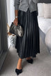 Faux Leather A-line Pleated Maxi Skirt