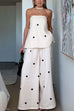 Heididress Polka Dot Strapless Top and Wide Leg Palazzo Pants Set