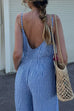 Heididress V Neck Backless Wide Leg Striped Cami Jumpsuit