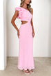 Heididress Frill One Shoulder Sleeveless Cut Out Maxi Dress