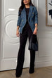 Heididress Notch Collar Double Breasted Denim Blazer