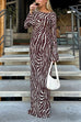 Heididress Boat Neck Bell Sleeves Animal Print Maxi Dress