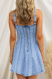 Adjustable Strap Square Neck A-line Denim Mini Dress