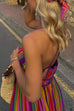 Heididress V Neck Backless Rainbow Stripes Cami Maxi Holiday Dress