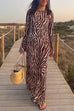 Heididress Boat Neck Bell Sleeves Animal Print Maxi Dress