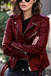 Heididress Vintage Lapel Zip Up Faux Leather Moto Jacket