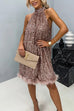 Heididress Halter Sleeveless Feather Hem Sequin Dress