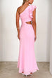 Heididress Frill One Shoulder Sleeveless Cut Out Maxi Dress