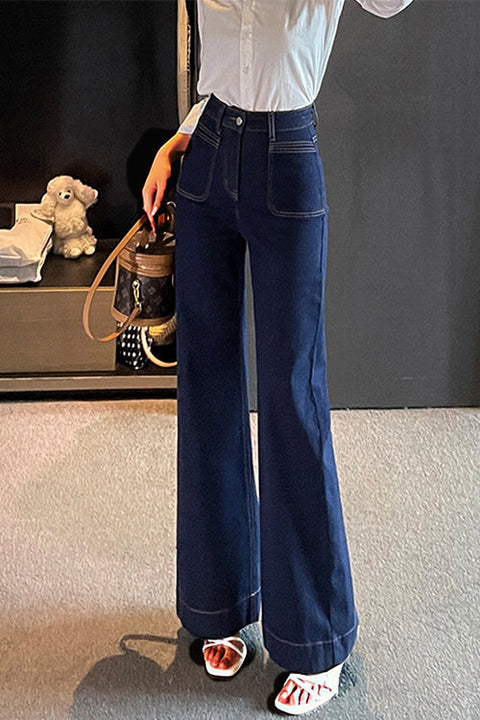 Heididress Front Pocketed Wide Leg Denim Pants