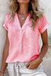 Heididress V Neck Rolled Sleeves Button Up Basic Shirt