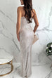 Heididress Spaghetti Strap V Neck High Slit Sequin Maxi Party Dress