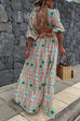 Heididress Puff Sleeves Backless Lace-up Printed Maxi Vacation Dress