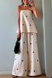 Heididress Polka Dot Strapless Top and Wide Leg Palazzo Pants Set