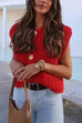 Heididress Gold Buttons Pocketed Chunky Sweater Vest