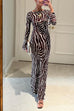 Heididress Boat Neck Bell Sleeves Animal Print Maxi Dress