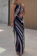 Heididress Sleeveless Tie Waist Color Block Striped Maxi Dress