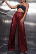 Heididress Sparkly Elastic Waist Wide Leg Sequin Pants