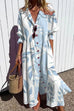 Heididress Ruched Button Down Balloon Sleeves Printed Maxi Dress