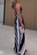 Heididress Sleeveless Tie Waist Color Block Striped Maxi Dress