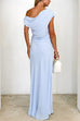 One Shoulder Ruched Waist Maxi Party Dress