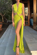 Heididress V Neck Knot Front Cut Out High Slit Sleeveless Maxi Dress