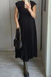 Heididress Cap Sleeves Pocketed Loose Pleated Maxi Dress