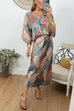 Heididress 3/4 Sleeves Button Up Top and High Waist Maxi Skirt Printed Set