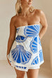 Heididress Seashell Print Strapless Ruffle Tube Top and Wrap Mini Skort Set