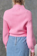 Turtleneck Puff Sleeves Ribbed Knit Sweater