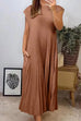 Heididress Cap Sleeves Pocketed Loose Pleated Maxi Dress