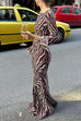 Heididress Boat Neck Bell Sleeves Animal Print Maxi Dress