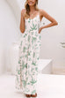 Adjustable Strap Tiered Palm Cactus Print Maxi Dress