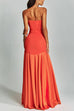 Heididress Mesh V Neck Strapless Splice Flare Maxi Party Dress