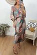 Heididress 3/4 Sleeves Button Up Top and High Waist Maxi Skirt Printed Set