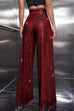 Heididress Sparkly Elastic Waist Wide Leg Sequin Pants