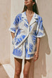 Heididress V Neck Short Sleeves Shirt and Drawstring Waist Shorts Seashell Print Set